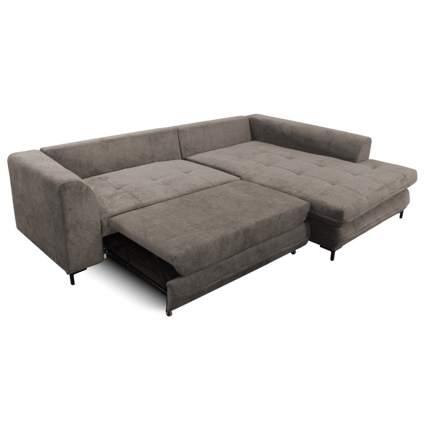 L-formad klädd bäddsoffa hörn lounge-svi LAGOA rätt taupe/grå