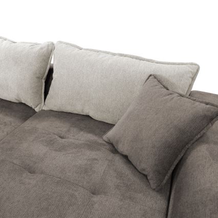 L-formad klädd bäddsoffa hörn lounge-svi LAGOA rätt taupe/grå