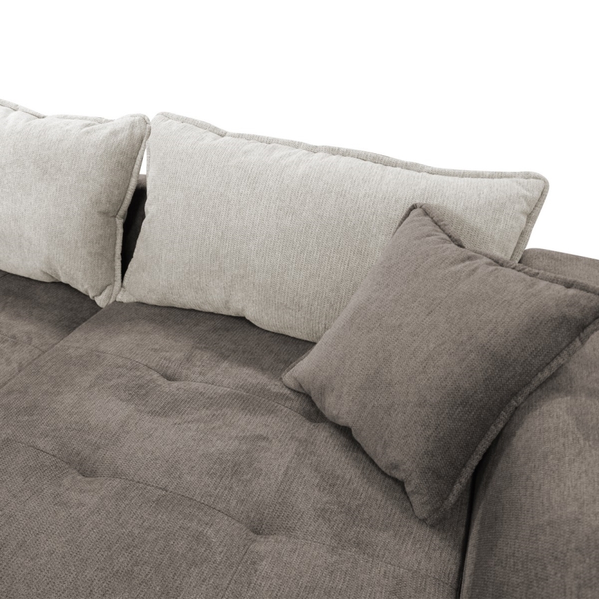 L-formad klädd bäddsoffa hörn lounge-svi LAGOA rätt taupe/grå
