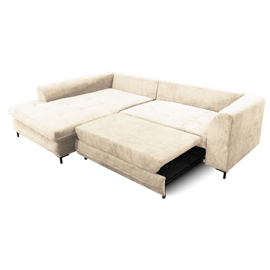 L-formad klädd bäddsoffa hörn lounge-svi LAGOA vänster beige/brun