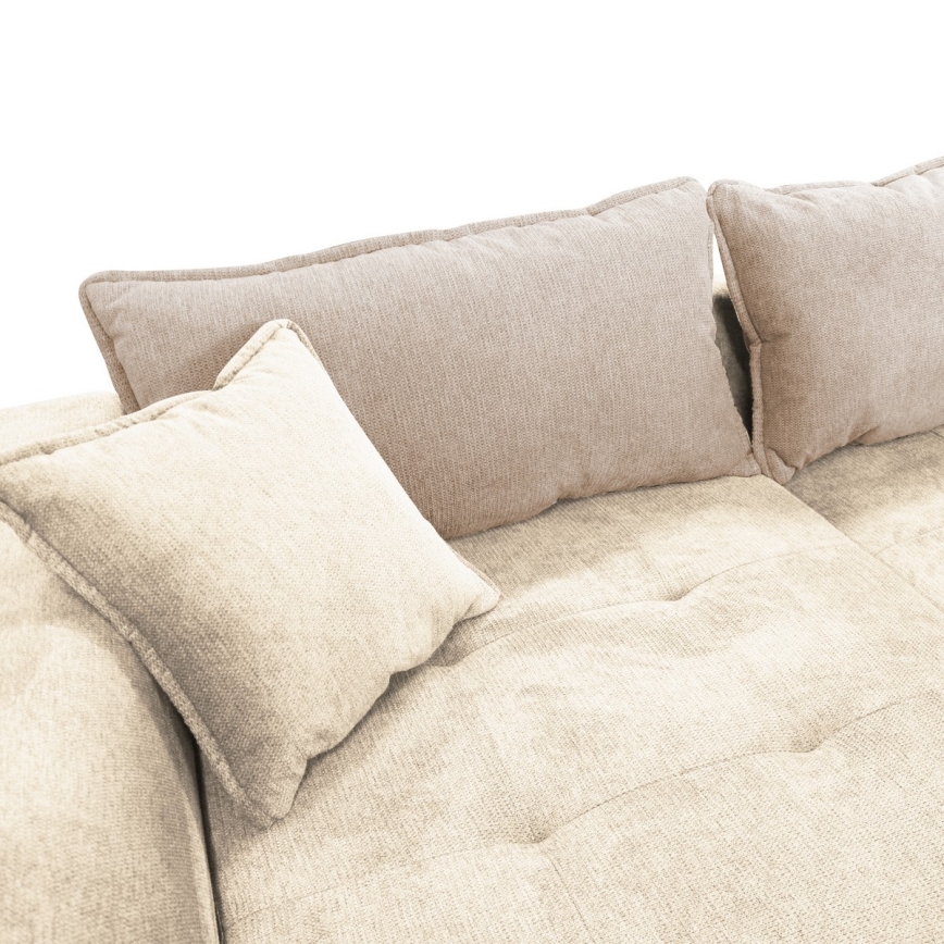 L-formad klädd bäddsoffa hörn lounge-svi LAGOA vänster beige/brun