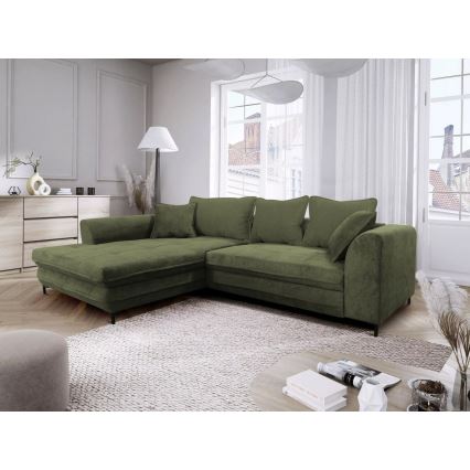 L-formad klädd bäddsoffa hörn lounge-svi LAGOA vänster grön