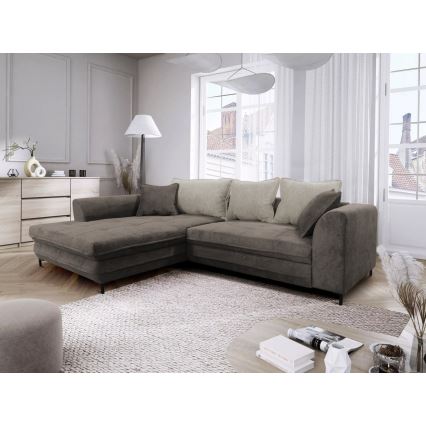 L-formad klädd bäddsoffa hörn lounge-svi LAGOA vänster taupe/grå