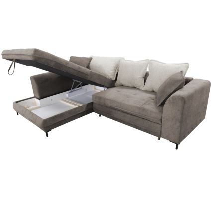 L-formad klädd bäddsoffa hörn lounge-svi LAGOA vänster taupe/grå