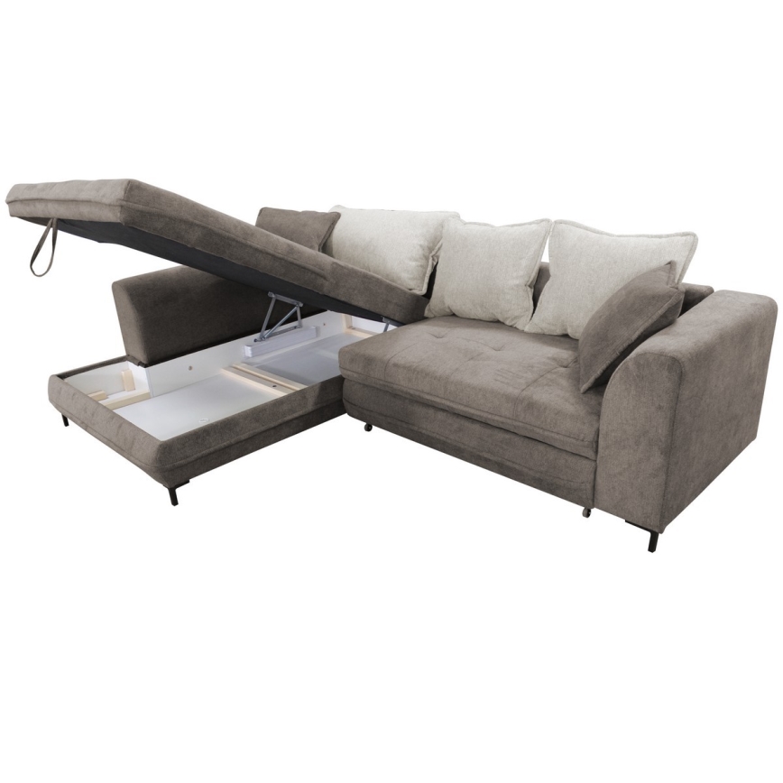 L-formad klädd bäddsoffa hörn lounge-svi LAGOA vänster taupe/grå
