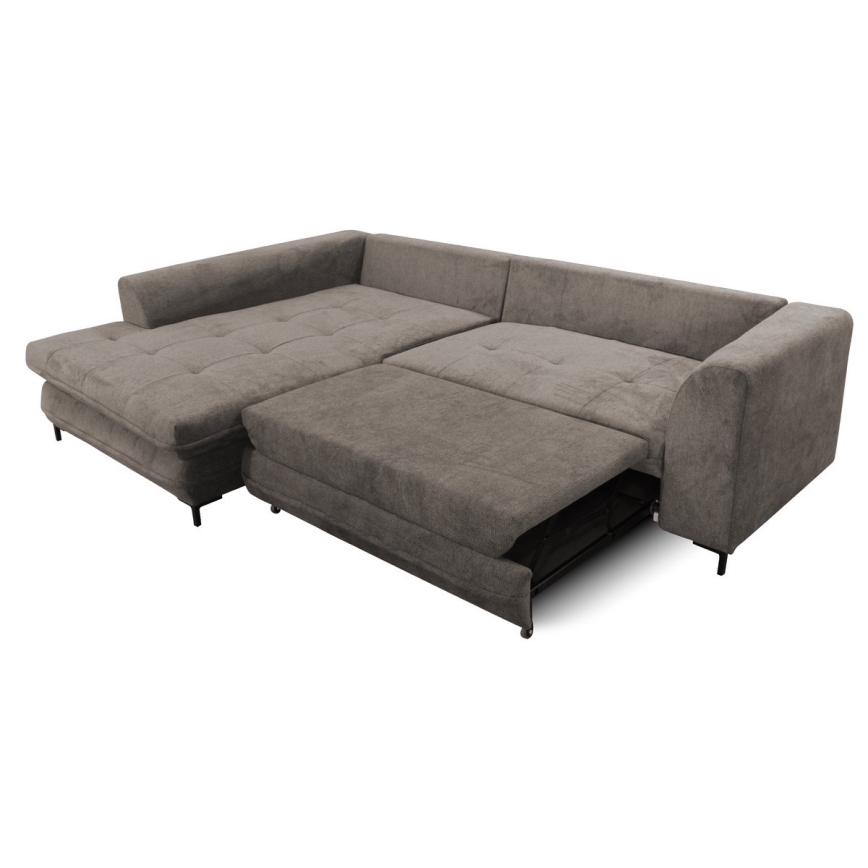 L-formad klädd bäddsoffa hörn lounge-svi LAGOA vänster taupe/grå
