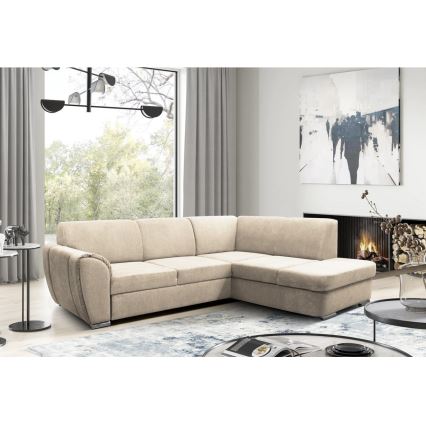 L-formad klädd bäddsoffa hörn lounge-svi SERPA rätt beige