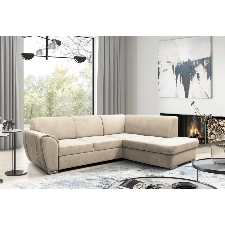 L-formad klädd bäddsoffa hörn lounge-svi SERPA rätt beige
