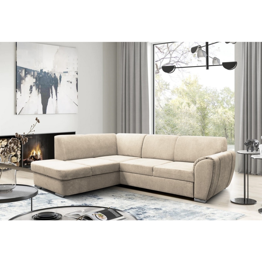 L-formad klädd bäddsoffa hörn lounge-svi SERPA vänster beige