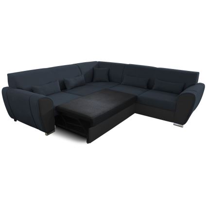 L-formad klädd bäddsoffa hörn lounge-svi VISEU rätt antracit/svart