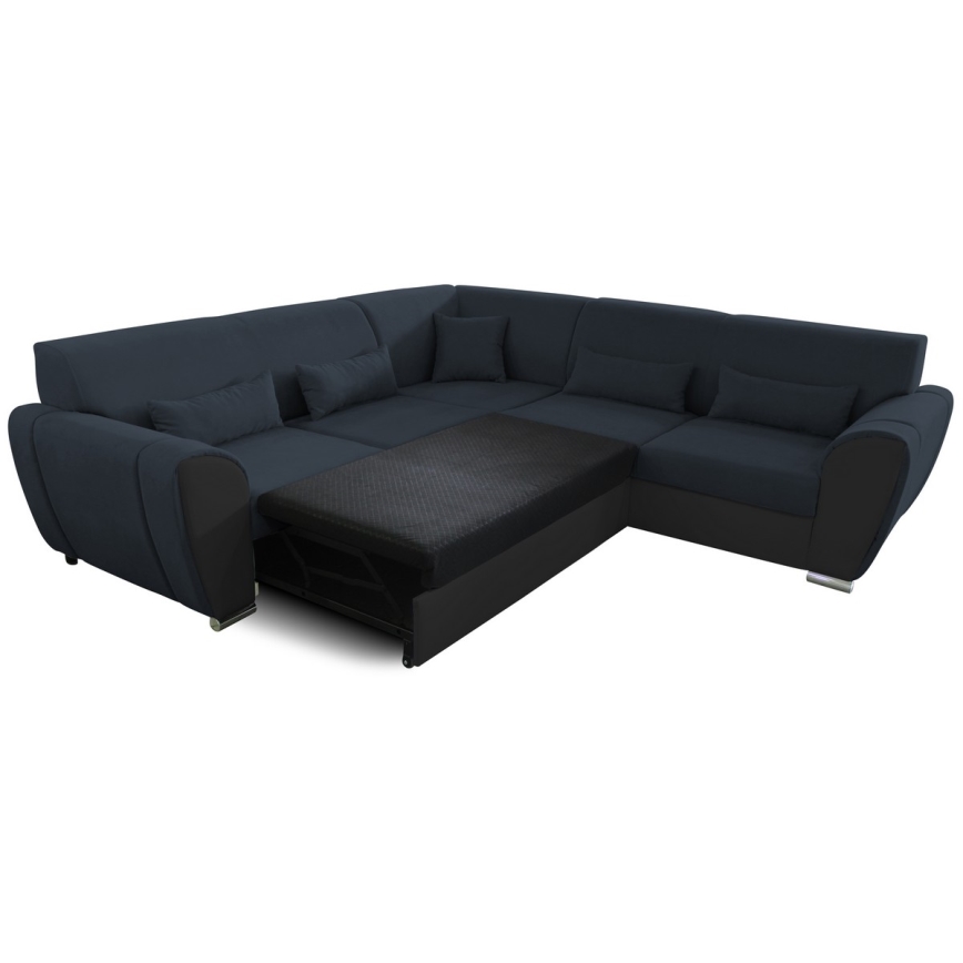 L-formad klädd bäddsoffa hörn lounge-svi VISEU rätt antracit/svart