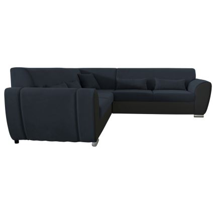 L-formad klädd bäddsoffa hörn lounge-svi VISEU vänster antracit/svart