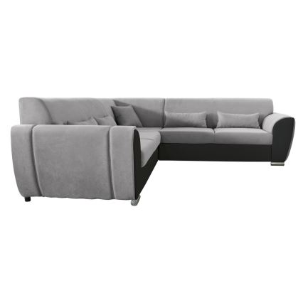 L-formad klädd bäddsoffa hörn lounge-svi VISEU vänster grå/svart