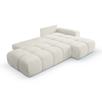 L-formad klädd bäddsoffa hörn lounge-svit med förvaringsutrymme ALMADA rätt beige