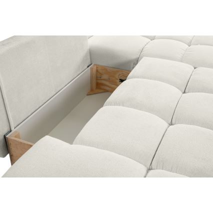 L-formad klädd bäddsoffa hörn lounge-svit med förvaringsutrymme ALMADA rätt beige