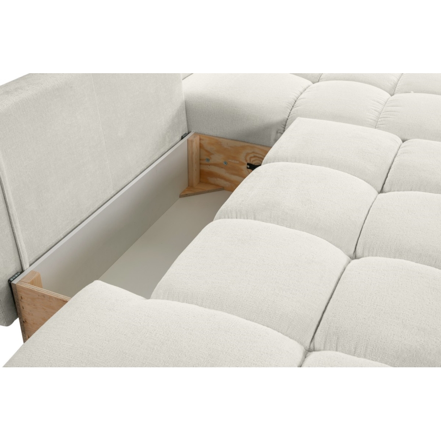 L-formad klädd bäddsoffa hörn lounge-svit med förvaringsutrymme ALMADA rätt beige