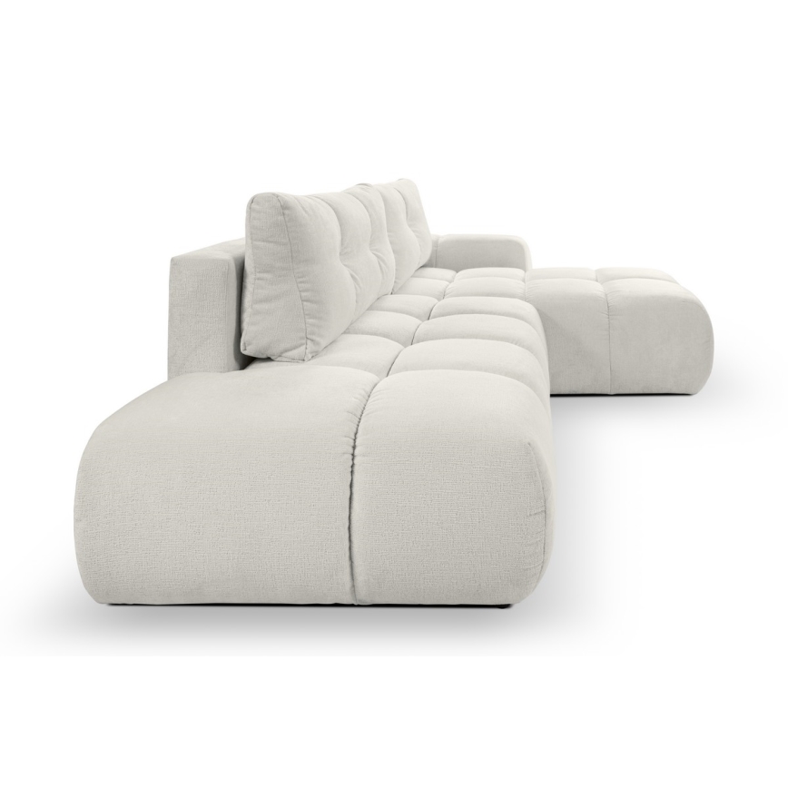L-formad klädd bäddsoffa hörn lounge-svit med förvaringsutrymme ALMADA rätt beige