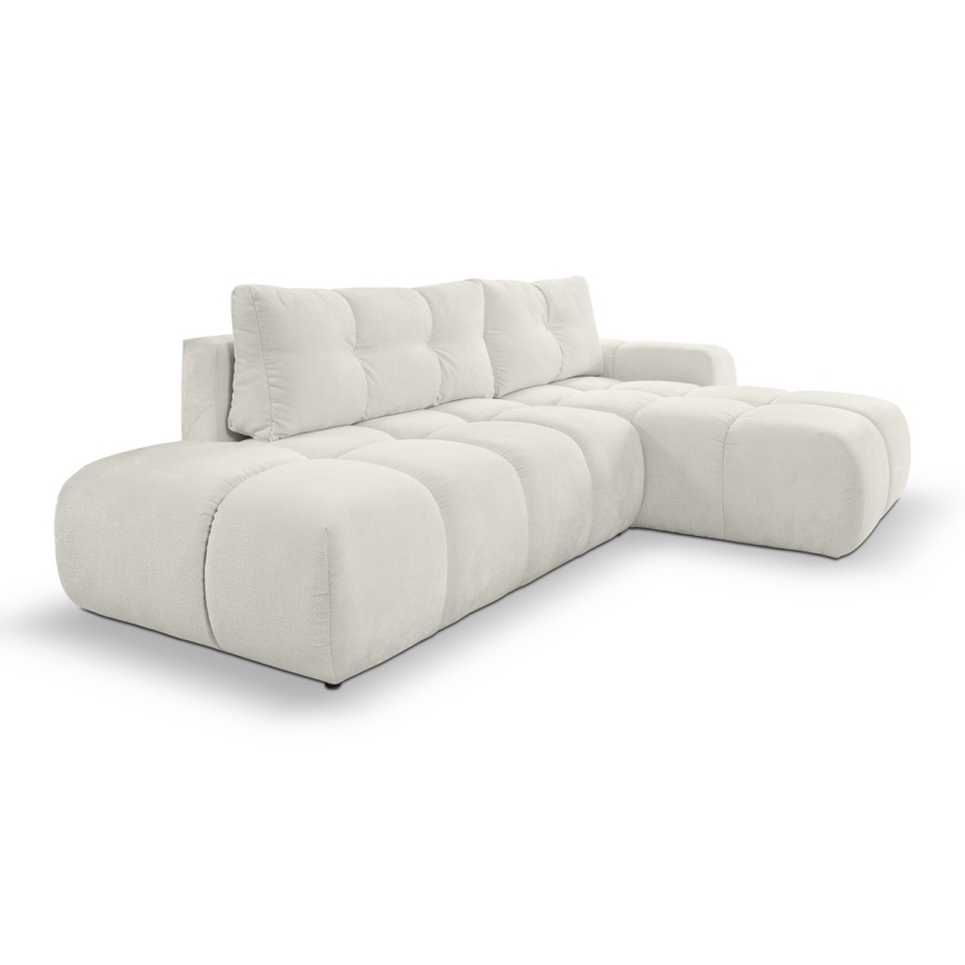 L-formad klädd bäddsoffa hörn lounge-svit med förvaringsutrymme ALMADA rätt beige