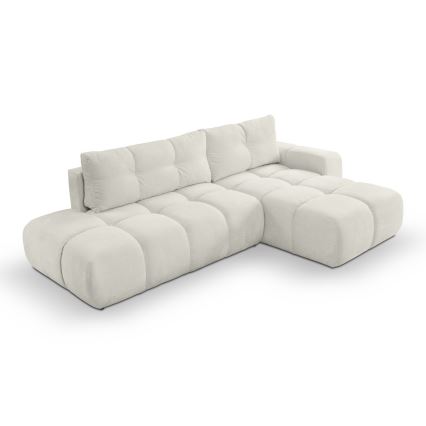 L-formad klädd bäddsoffa hörn lounge-svit med förvaringsutrymme ALMADA rätt beige