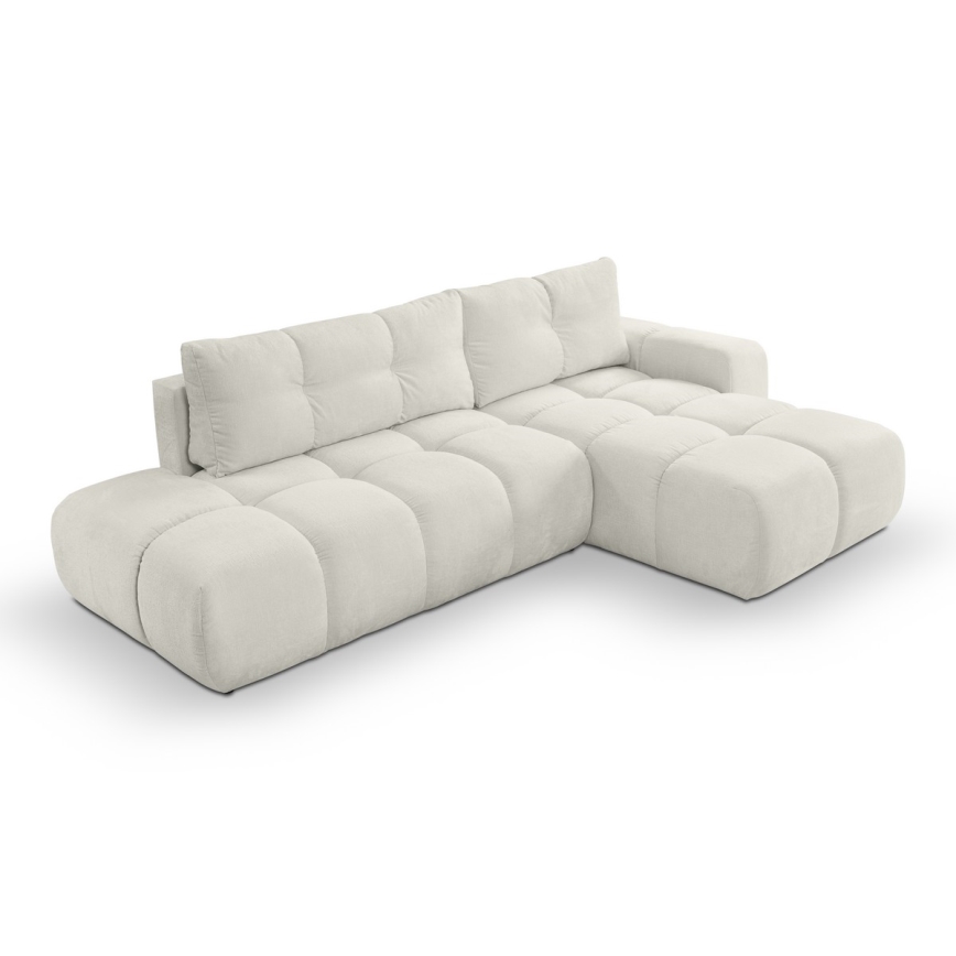 L-formad klädd bäddsoffa hörn lounge-svit med förvaringsutrymme ALMADA rätt beige