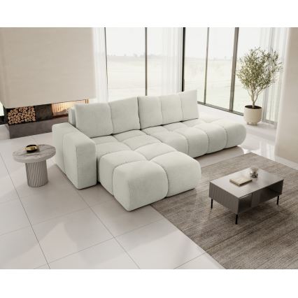 L-formad klädd bäddsoffa hörn lounge-svit med förvaringsutrymme ALMADA vänster beige