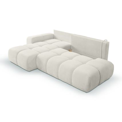 L-formad klädd bäddsoffa hörn lounge-svit med förvaringsutrymme ALMADA vänster beige