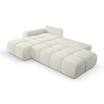 L-formad klädd bäddsoffa hörn lounge-svit med förvaringsutrymme ALMADA vänster beige