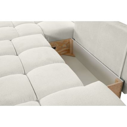 L-formad klädd bäddsoffa hörn lounge-svit med förvaringsutrymme ALMADA vänster beige