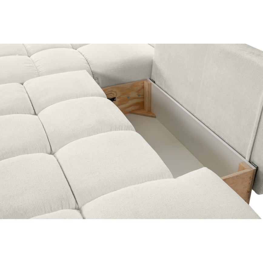 L-formad klädd bäddsoffa hörn lounge-svit med förvaringsutrymme ALMADA vänster beige