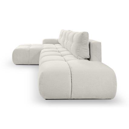 L-formad klädd bäddsoffa hörn lounge-svit med förvaringsutrymme ALMADA vänster beige
