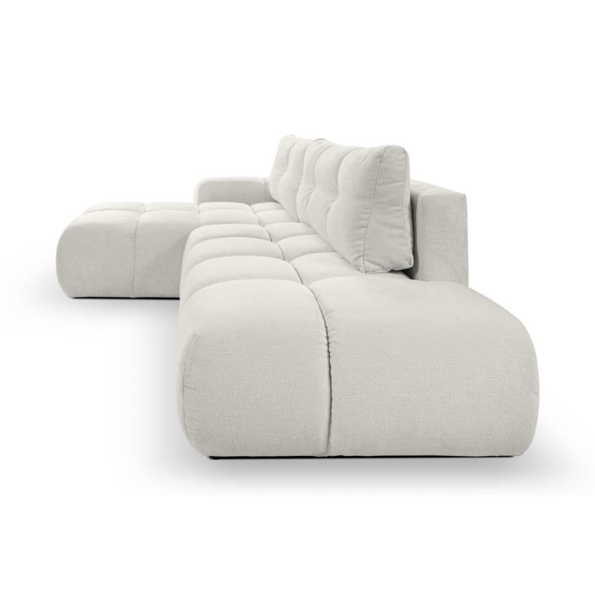 L-formad klädd bäddsoffa hörn lounge-svit med förvaringsutrymme ALMADA vänster beige
