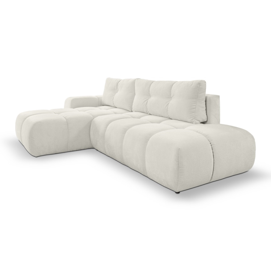 L-formad klädd bäddsoffa hörn lounge-svit med förvaringsutrymme ALMADA vänster beige