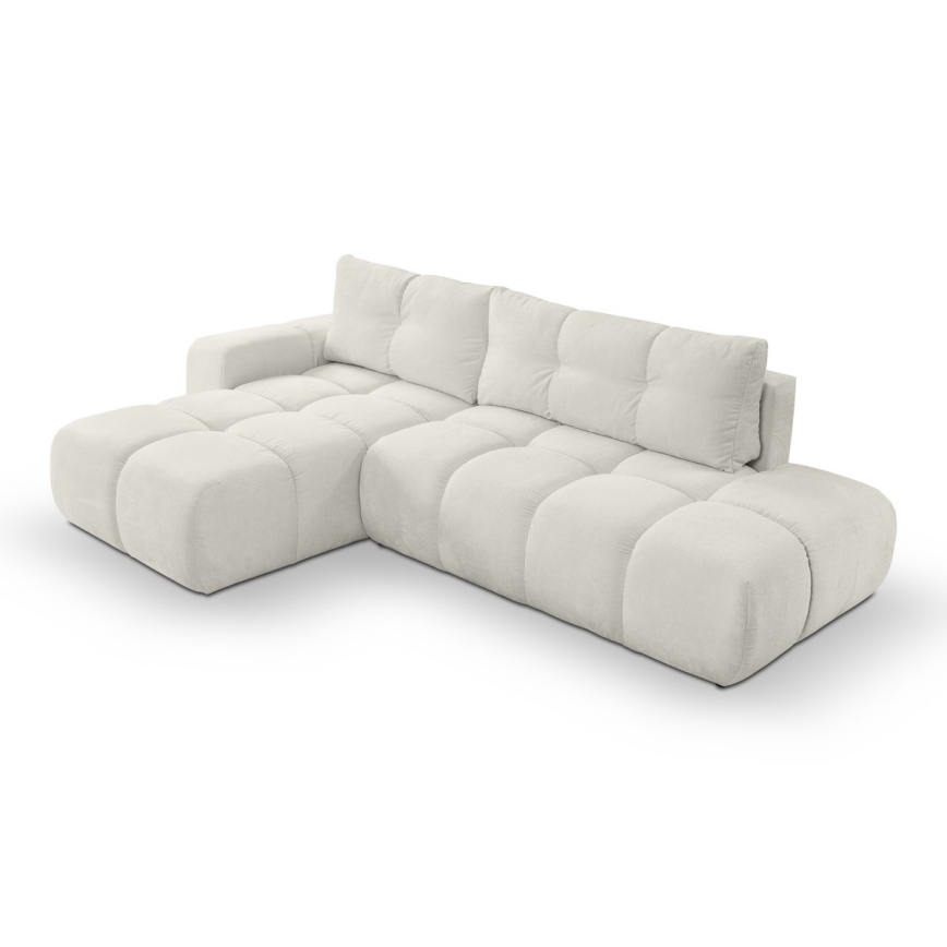 L-formad klädd bäddsoffa hörn lounge-svit med förvaringsutrymme ALMADA vänster beige