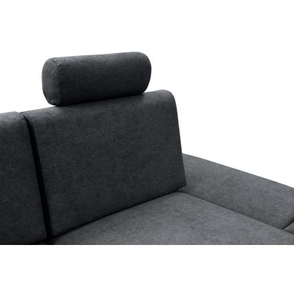 L-formad klädd bäddsoffa hörn lounge-svit med förvaringsutrymme AVESTA rätt antracit