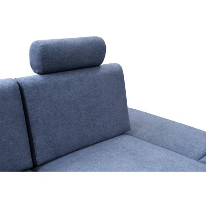L-formad klädd bäddsoffa hörn lounge-svit med förvaringsutrymme AVESTA rätt blå
