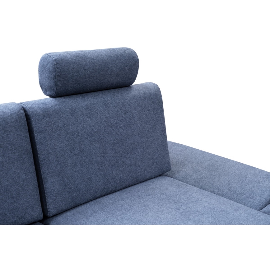 L-formad klädd bäddsoffa hörn lounge-svit med förvaringsutrymme AVESTA rätt blå
