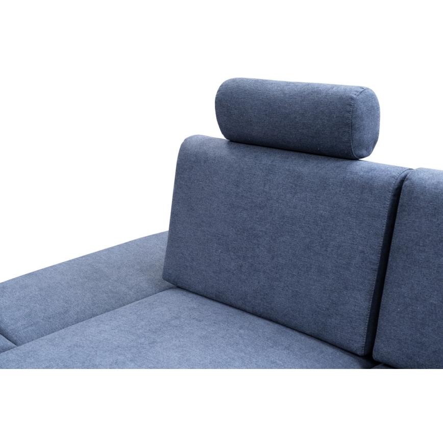 L-formad klädd bäddsoffa hörn lounge-svit med förvaringsutrymme AVESTA vänster blå