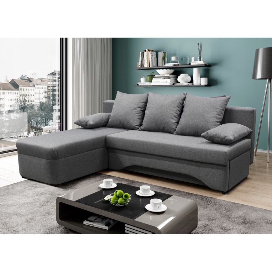 L-shaped upholstered universell folding hörna lounge suite ALMEIDA grå