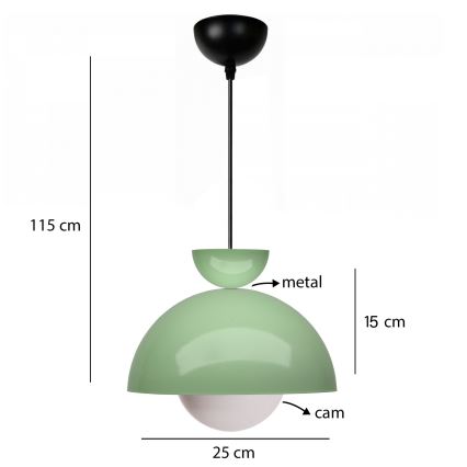 Låda hängande SALVA 1xE27/15W/230V grön