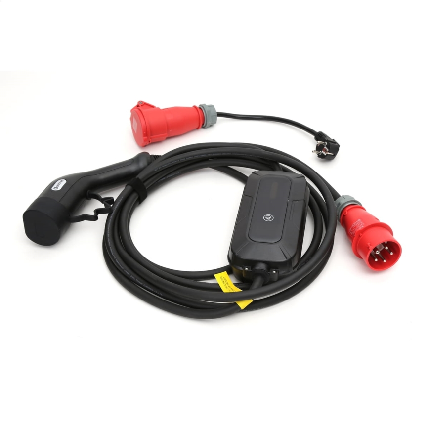 Reseladdningsstation för elbilar EV/PHEV AC Typ 2 16A/400V 11kW IP55 7m + adapter 230V 3,7kW + låda