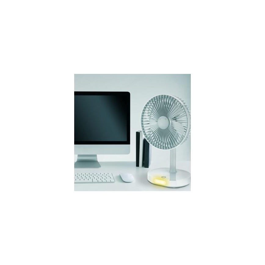 Laddningsbar Bordsfläkt med LED-lampa 3000mA/3,7V microUSB
