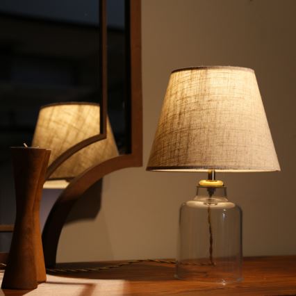 Lampă de masă AYD 1xE27/40W/230V crem/transparentă