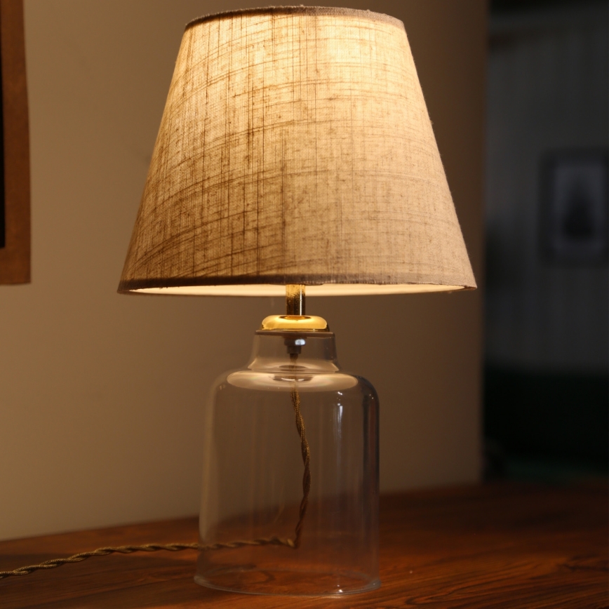 Lampă de masă AYD 1xE27/40W/230V crem/transparentă
