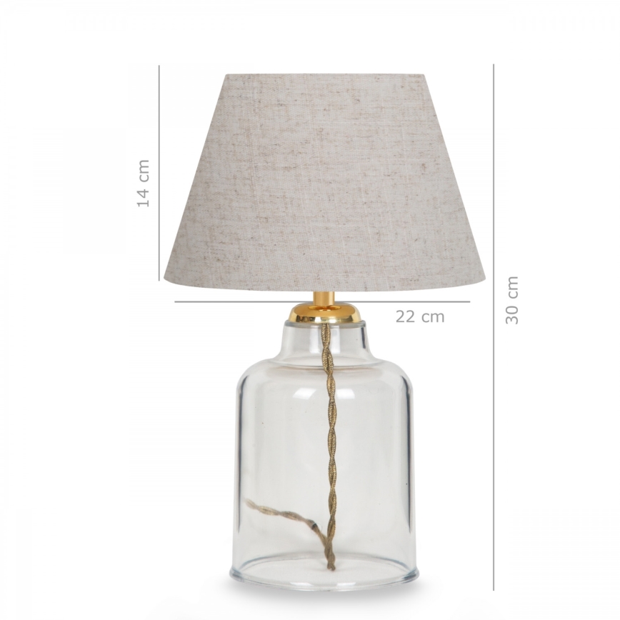 Lampă de masă AYD 1xE27/40W/230V crem/transparentă