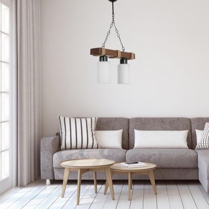 Lampa hängande JASMIN 2xE27/40W/230V brun/vit