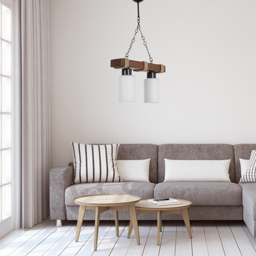 Lampa hängande JASMIN 2xE27/40W/230V brun/vit