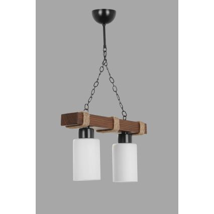 Lampa hängande JASMIN 2xE27/40W/230V brun/vit
