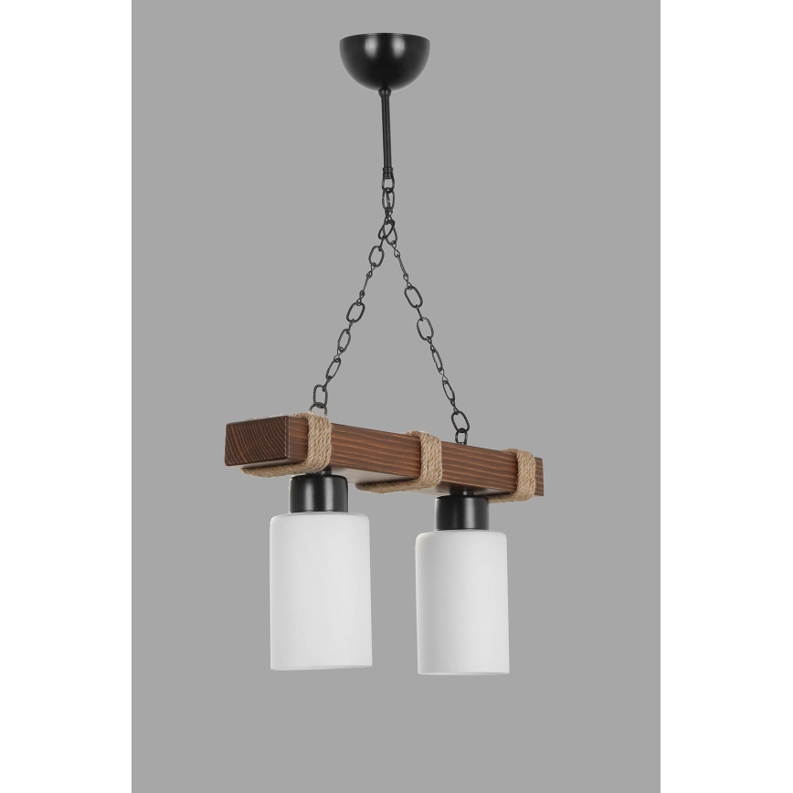 Lampa hängande JASMIN 2xE27/40W/230V brun/vit