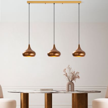 Lampa hängande MUBA 3xE27/40W/230V koppar