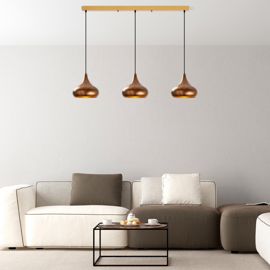 Lampa hängande MUBA 3xE27/40W/230V koppar